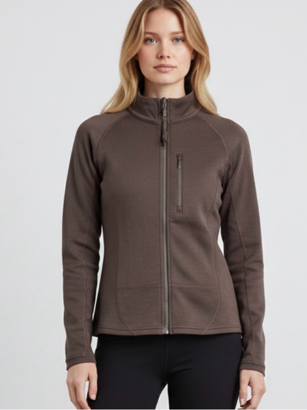 Ibex womans merino wool Brown Full-Zip Performance Jacket size medium